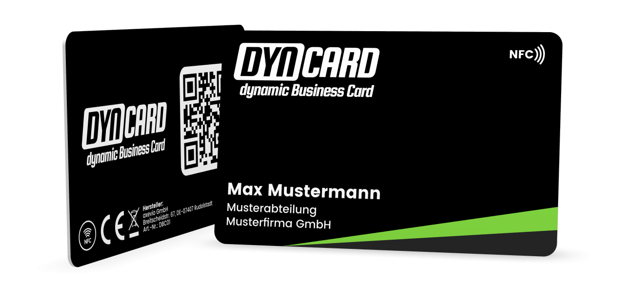 DYNCARD Schwarz - dynamische digitale Visitenkarte mit Onlineprofil (NFC & QR-Code)